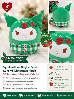 Squishmallows Kuromi Holiday Plush - Green